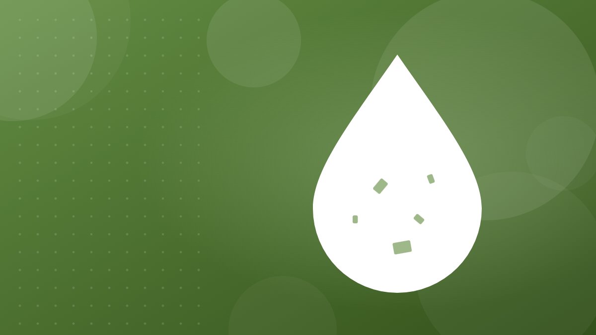 Illustrazione: goccia d’acqua con microplastiche