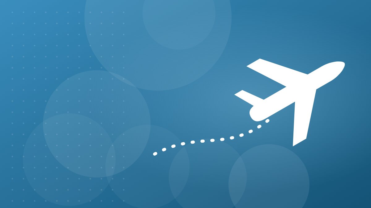 Illustrazione: aereo con rotta tratteggiata